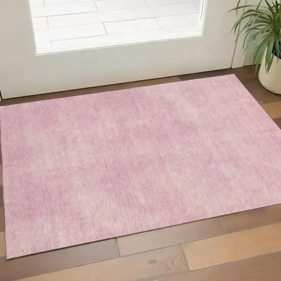 Pink And Blush Abstract Washable Area Rug With UV Protection Photo 1