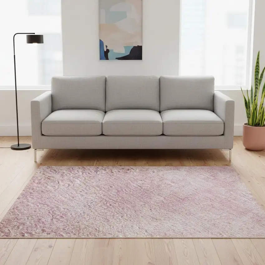 Pink And Blush Abstract Washable Area Rug With UV Protection Photo 2