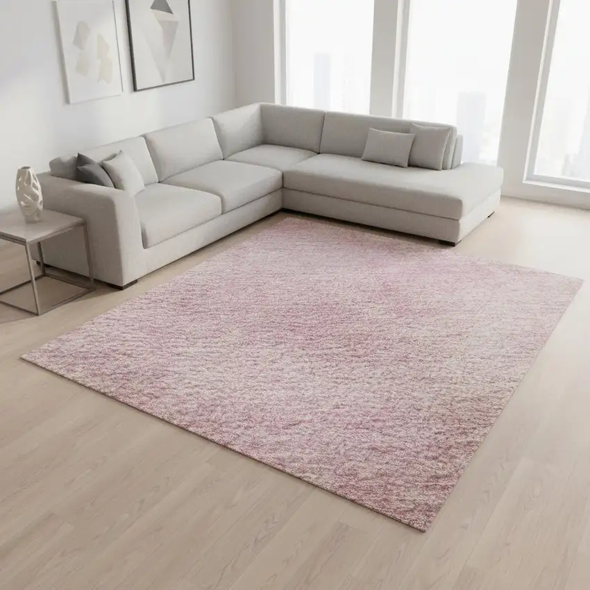 Pink And Blush Abstract Washable Area Rug With UV Protection Photo 2
