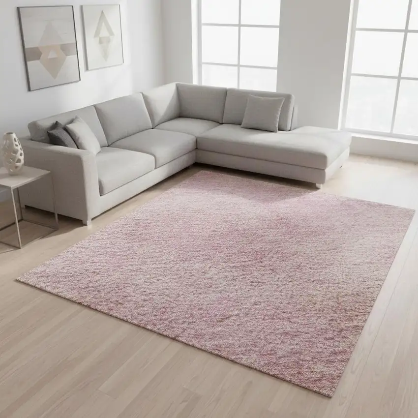 Pink And Blush Abstract Washable Area Rug With UV Protection Photo 2