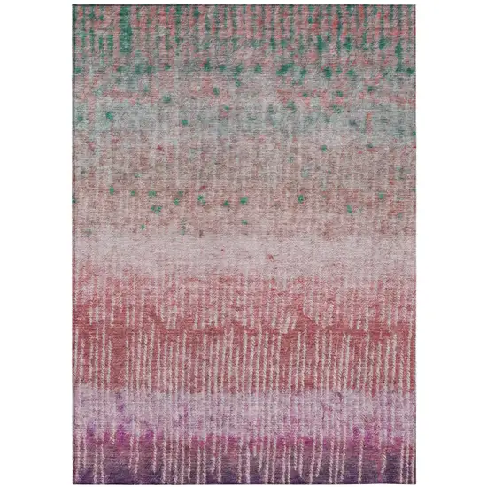 Pink And Blush Abstract Washable Indoor Outdoor Area Rug Photo 2