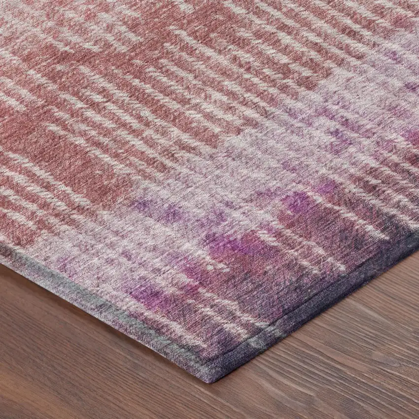 Pink And Blush Abstract Washable Indoor Outdoor Area Rug Photo 3