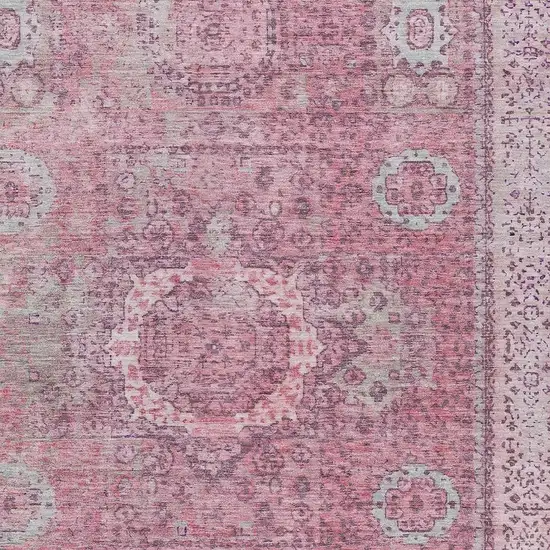 Pink And Blush Floral Medallion Washable Indoor Outdoor Area Rug Photo 3