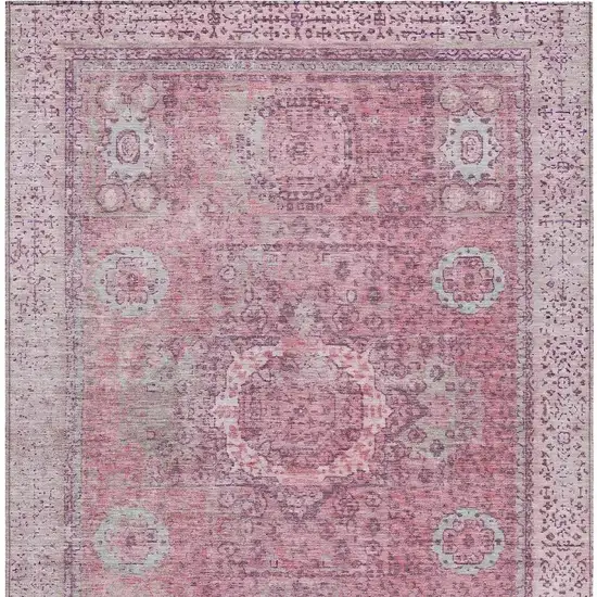 Pink And Blush Floral Medallion Washable Indoor Outdoor Area Rug Photo 3