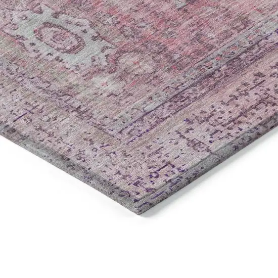 Pink And Blush Floral Medallion Washable Indoor Outdoor Area Rug Photo 6
