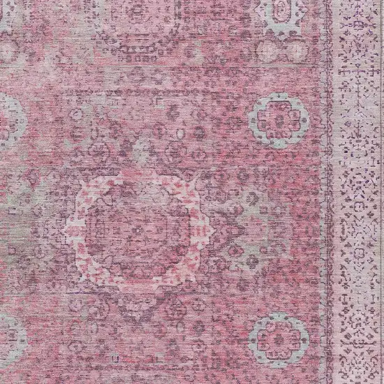 Pink And Blush Floral Medallion Washable Indoor Outdoor Area Rug Photo 7