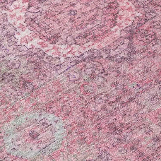Pink And Blush Floral Medallion Washable Indoor Outdoor Area Rug Photo 9
