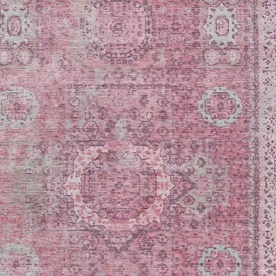 Pink And Blush Floral Medallion Washable Indoor Outdoor Area Rug Photo 3