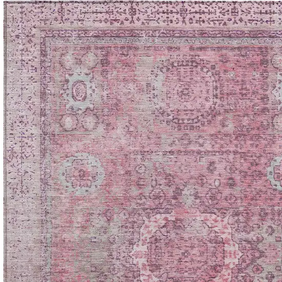 Pink And Blush Floral Medallion Washable Indoor Outdoor Area Rug Photo 7