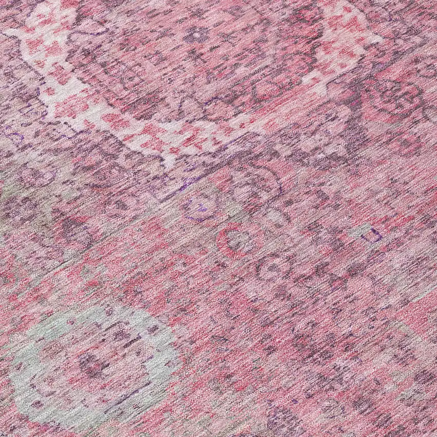 Pink And Blush Floral Medallion Washable Indoor Outdoor Area Rug Photo 9