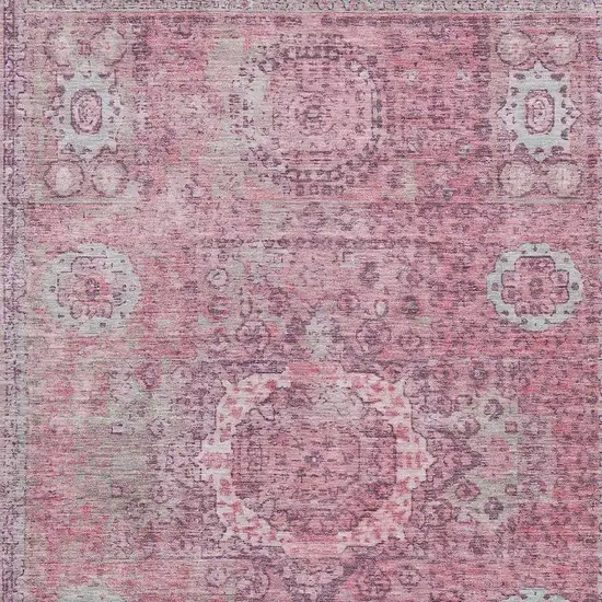 Pink And Blush Floral Medallion Washable Indoor Outdoor Area Rug Photo 3