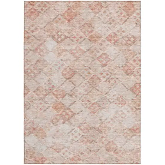 Pink And Blush Geometric Washable Indoor Outdoor Area Rug Photo 6
