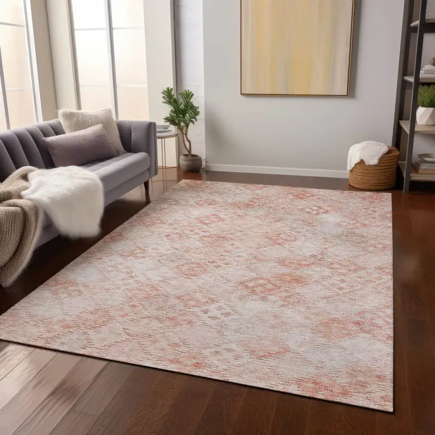 Pink And Blush Geometric Washable Indoor Outdoor Area Rug Photo 9
