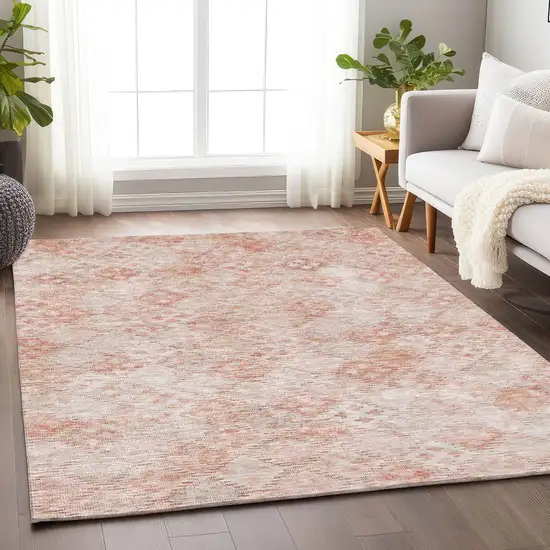 Pink And Blush Geometric Washable Indoor Outdoor Area Rug Photo 8