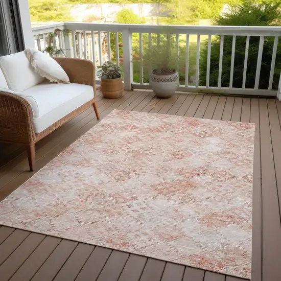 Pink And Blush Geometric Washable Indoor Outdoor Area Rug Photo 7