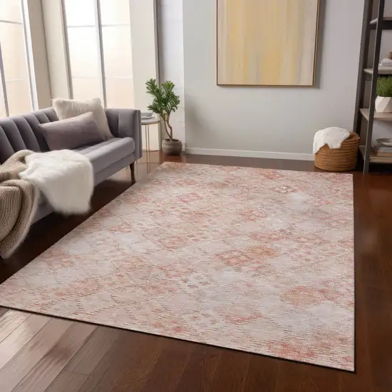 Pink And Blush Geometric Washable Indoor Outdoor Area Rug Photo 9