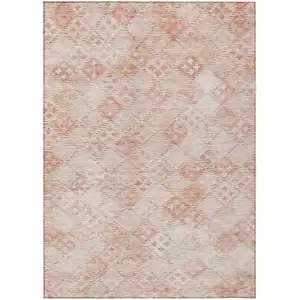 Photo of Pink And Blush Geometric Washable Indoor Outdoor Area Rug
