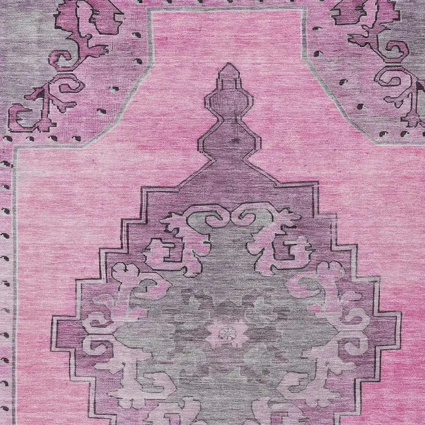 Pink And Blush Geometric Washable Indoor Outdoor Area Rug Photo 4