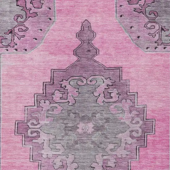 Pink And Blush Geometric Washable Indoor Outdoor Area Rug Photo 4