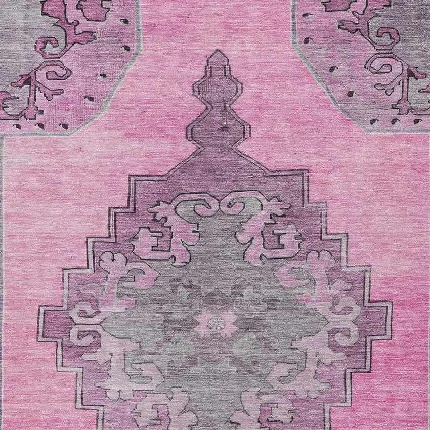 Pink And Blush Geometric Washable Indoor Outdoor Area Rug Photo 4