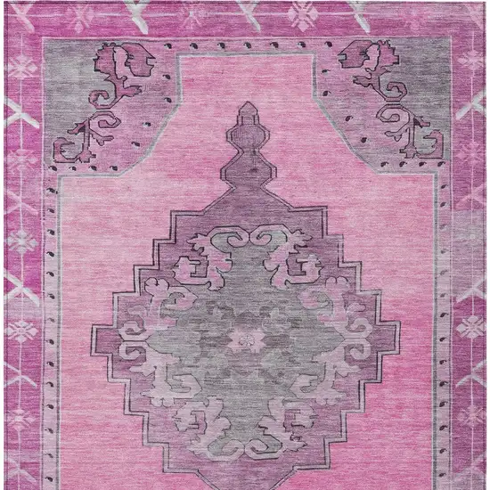 Pink And Blush Geometric Washable Indoor Outdoor Area Rug Photo 5