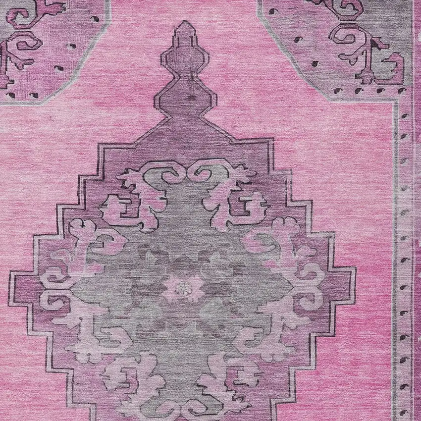 Pink And Blush Geometric Washable Indoor Outdoor Area Rug Photo 4