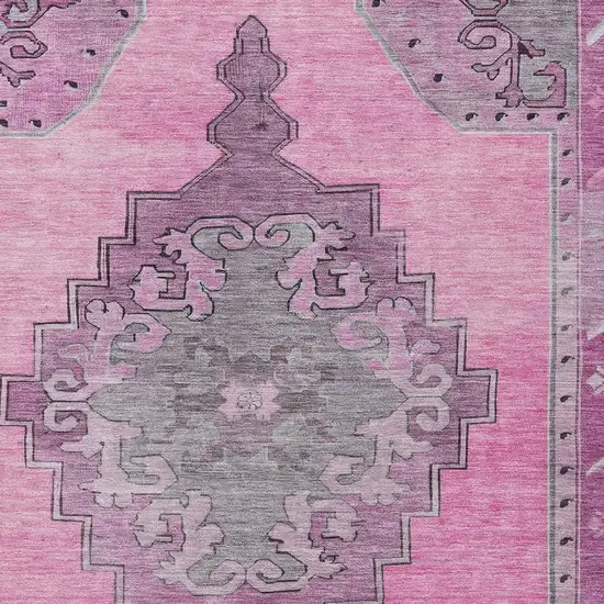 Pink And Blush Geometric Washable Indoor Outdoor Area Rug Photo 4