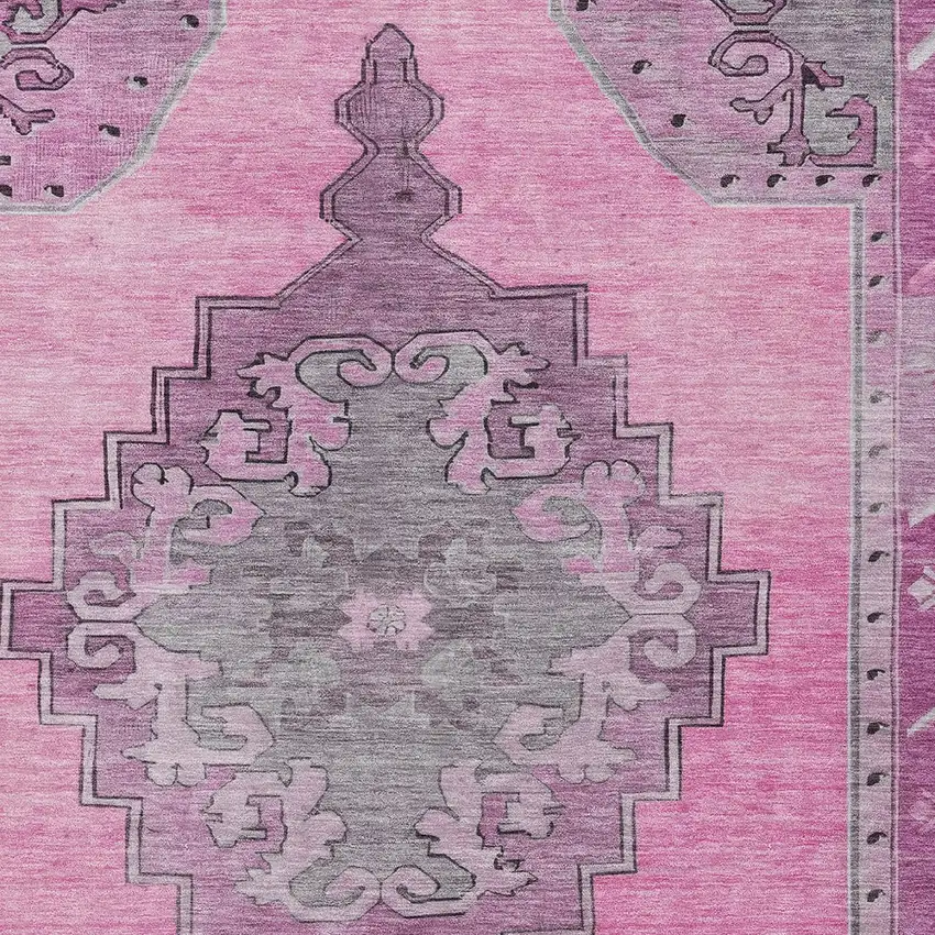 Pink And Blush Geometric Washable Indoor Outdoor Area Rug Photo 4