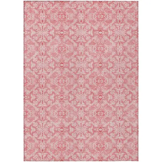 Pink And Blush Medallion Washable Indoor Outdoor Area Rug Photo 2