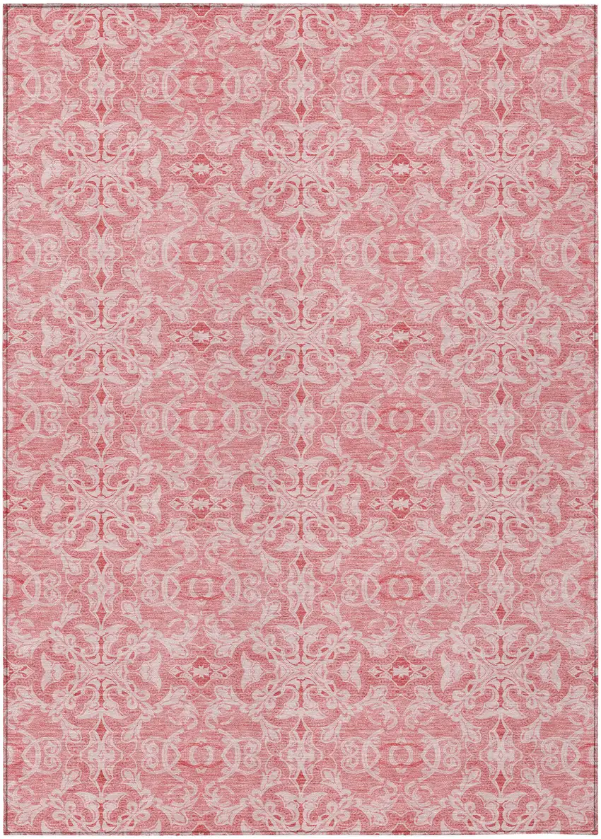 Pink And Blush Medallion Washable Indoor Outdoor Area Rug Photo 2