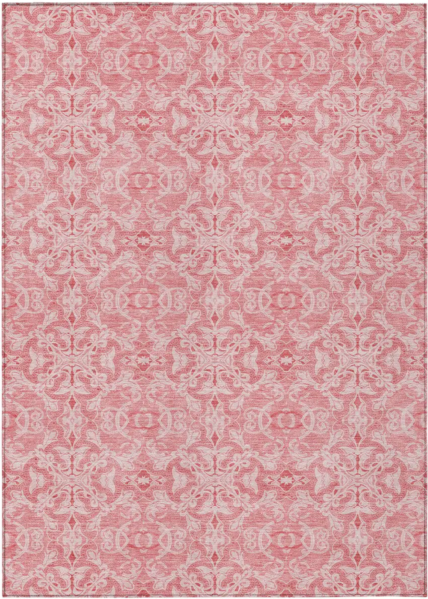 Pink And Blush Medallion Washable Indoor Outdoor Area Rug Photo 2