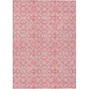 Photo of Pink And Blush Medallion Washable Indoor Outdoor Area Rug