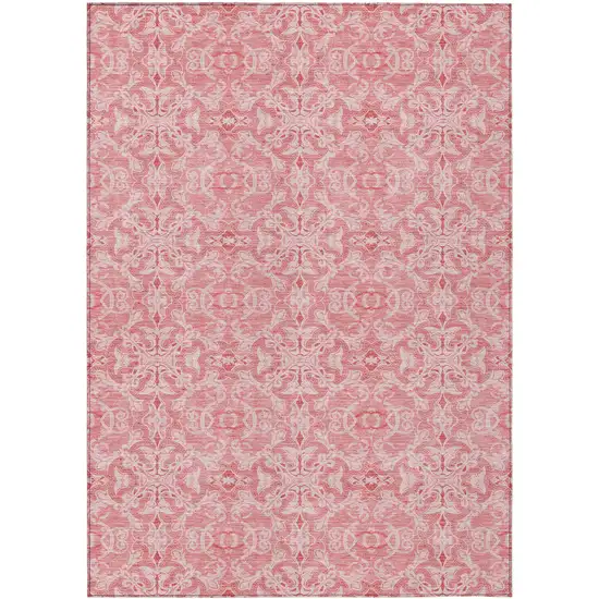 Pink And Blush Medallion Washable Indoor Outdoor Area Rug Photo 2