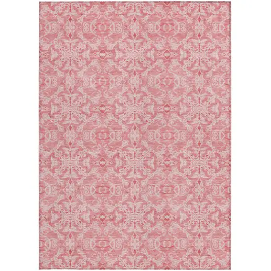 Pink And Blush Medallion Washable Indoor Outdoor Area Rug Photo 6