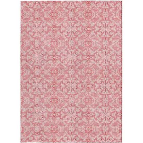 Pink And Blush Medallion Washable Indoor Outdoor Area Rug Photo 6