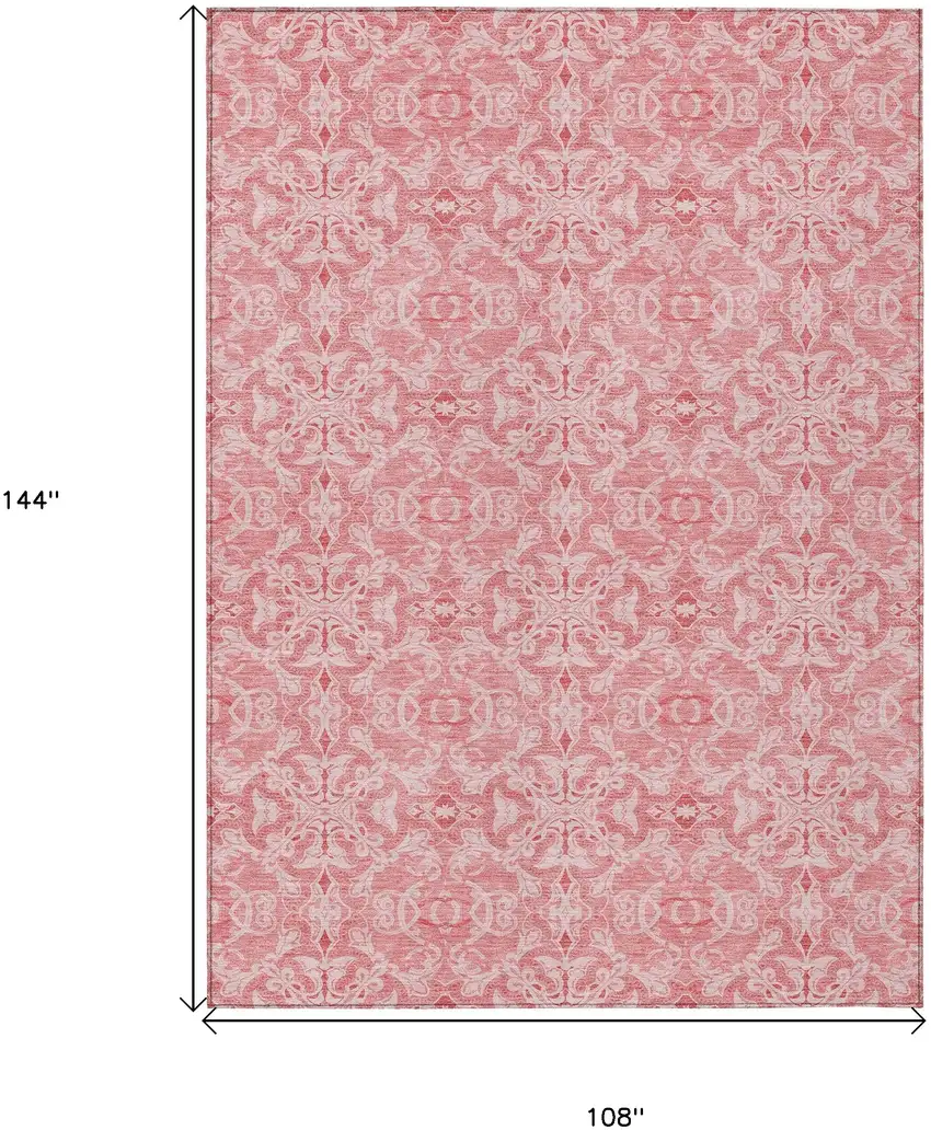 Pink And Blush Medallion Washable Indoor Outdoor Area Rug Photo 3