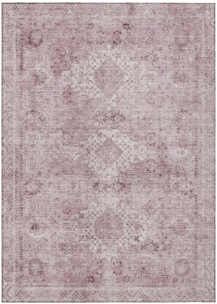 Pink And Blush Oriental Washable Indoor Outdoor Area Rug Photo 2