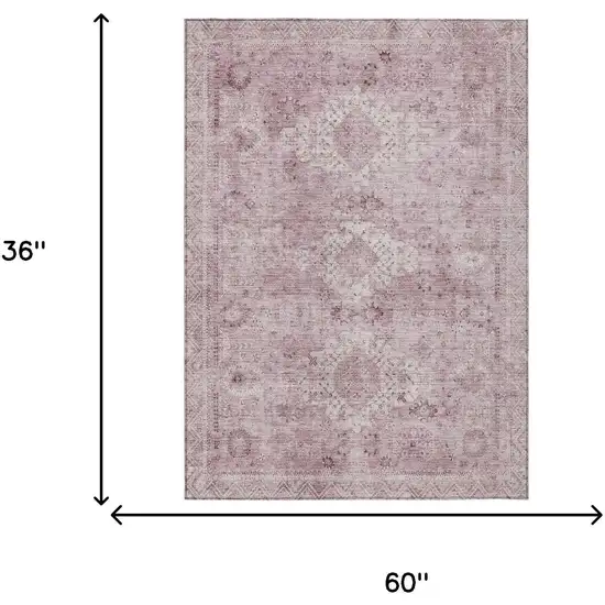 Pink And Blush Oriental Washable Indoor Outdoor Area Rug Photo 5