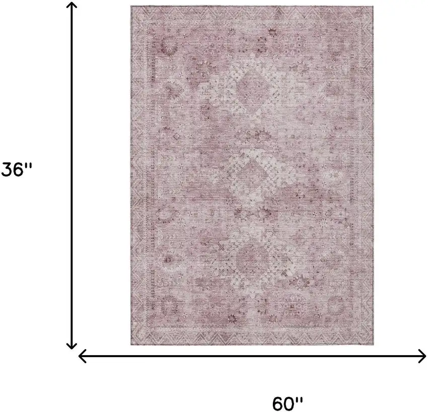 Pink And Blush Oriental Washable Indoor Outdoor Area Rug Photo 5