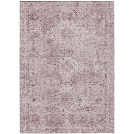 Pink And Blush Oriental Washable Indoor Outdoor Area Rug Photo 2