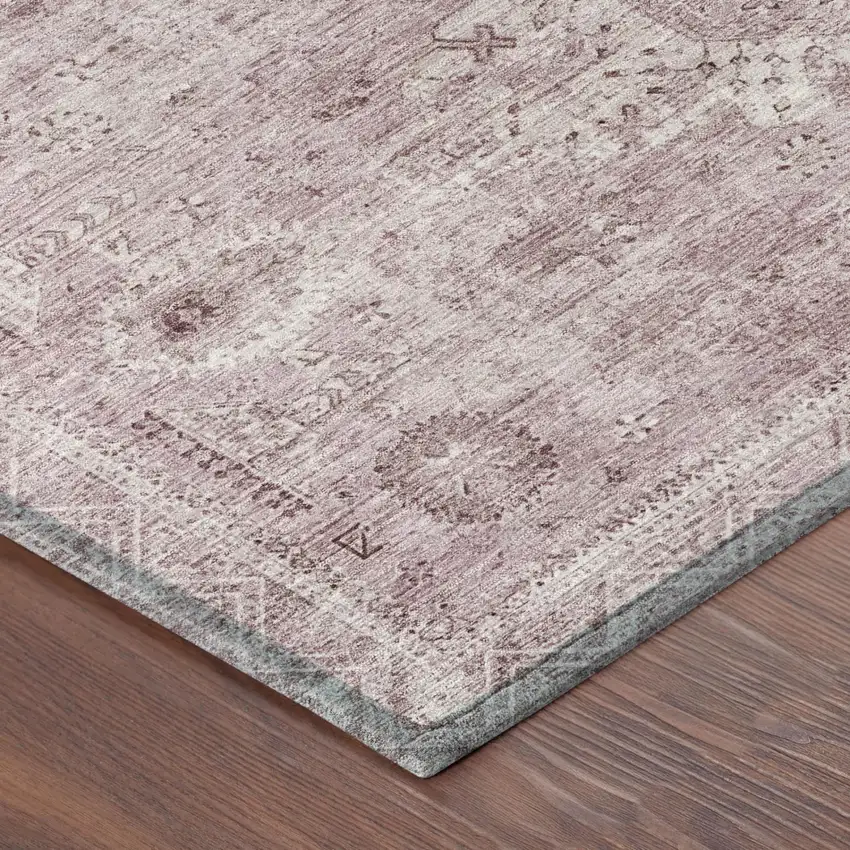 Pink And Blush Oriental Washable Indoor Outdoor Area Rug Photo 3