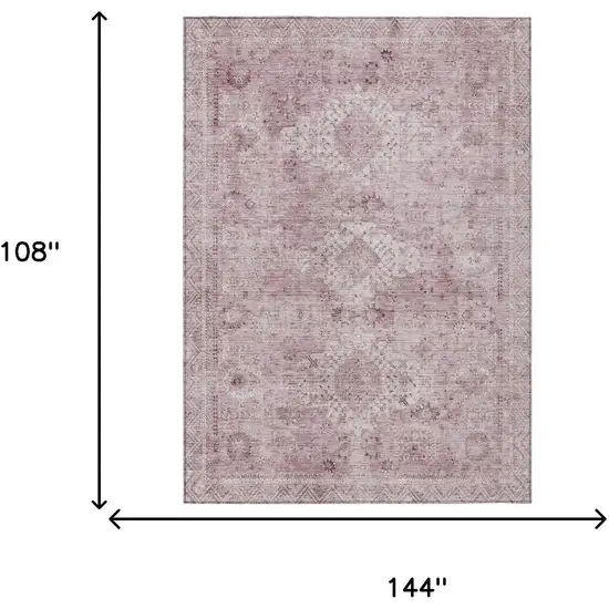 Pink And Blush Oriental Washable Indoor Outdoor Area Rug Photo 5