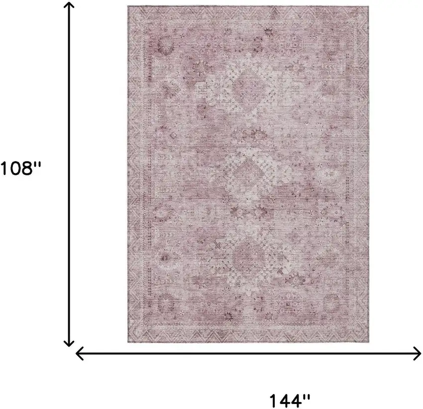 Pink And Blush Oriental Washable Indoor Outdoor Area Rug Photo 5