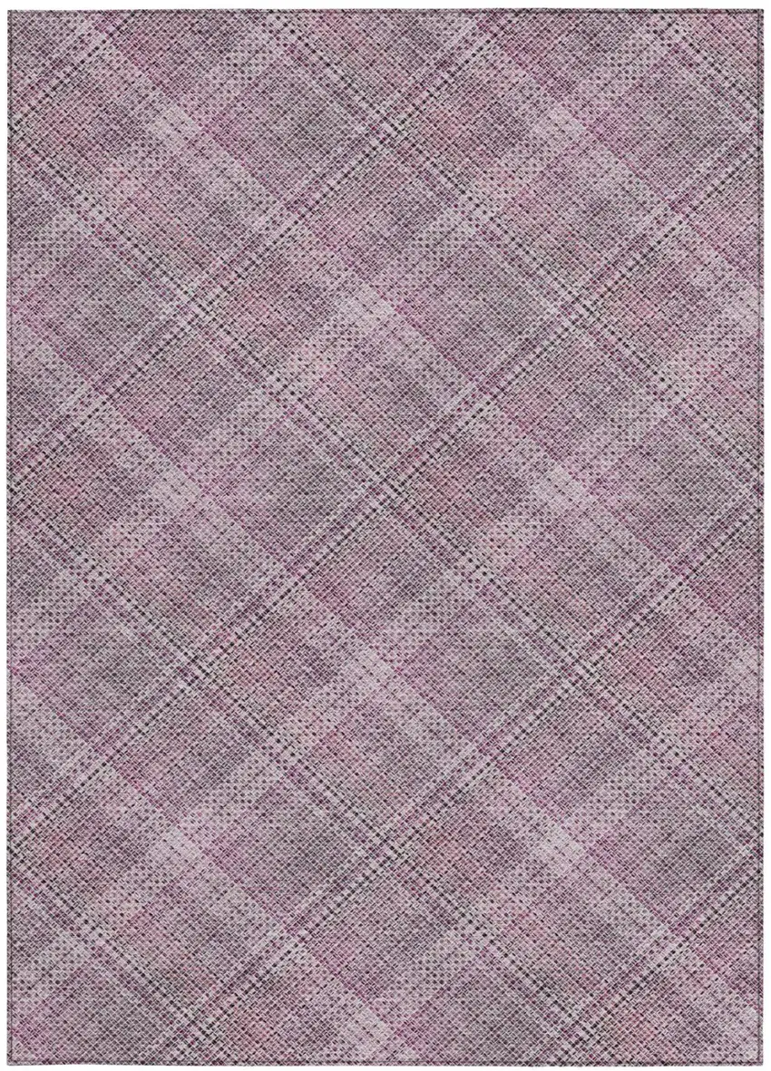 Pink And Blush Plaid Washable Indoor Outdoor Area Rug Photo 1