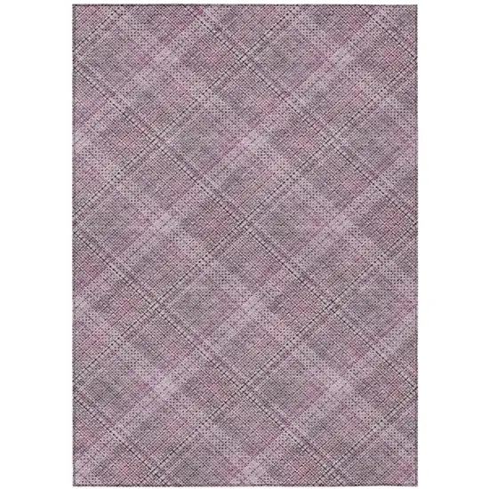 Pink And Blush Plaid Washable Indoor Outdoor Area Rug Photo 3