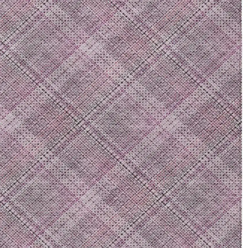 Pink And Blush Plaid Washable Indoor Outdoor Area Rug Photo 4