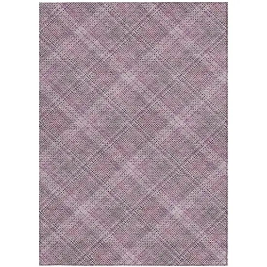 Pink And Blush Plaid Washable Indoor Outdoor Area Rug Photo 2