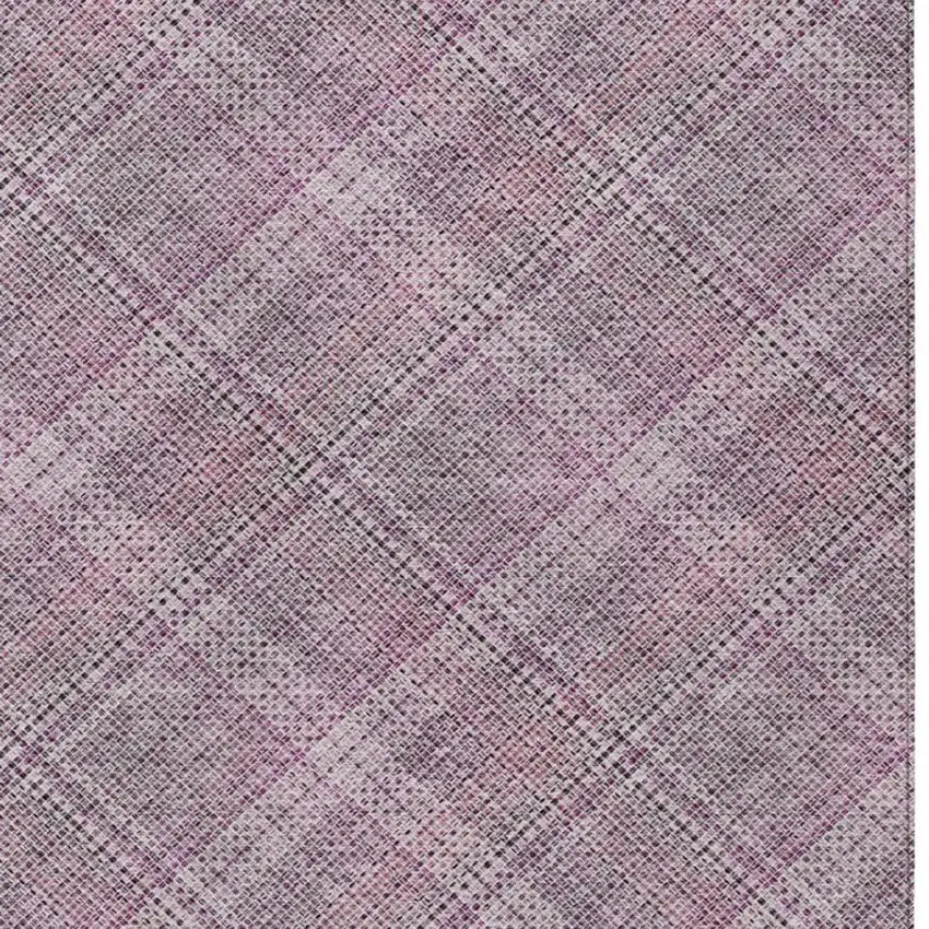 Pink And Blush Plaid Washable Indoor Outdoor Area Rug Photo 5