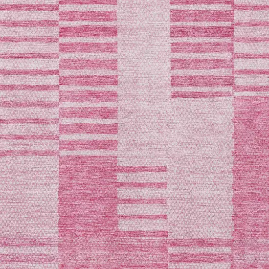 Pink And Blush Striped Washable Indoor Outdoor Area Rug Photo 5