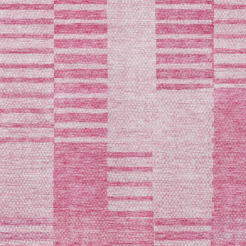 Pink And Blush Striped Washable Indoor Outdoor Area Rug Photo 5